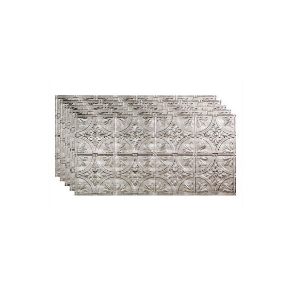 Acoustic Ceiling Products Fasade Traditional Syle # 2 - 48-3/8" x 24-3/8" PVC Glue Up Tile in Crosshatch Silver - PG5121 - main